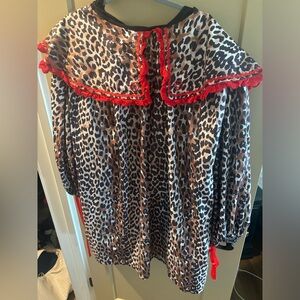 Dressed in LALA Leopard Print Dress with Red Trim